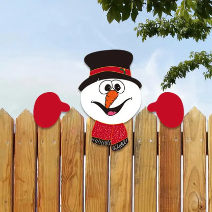 Festive character wooden fence christmas door frame decor