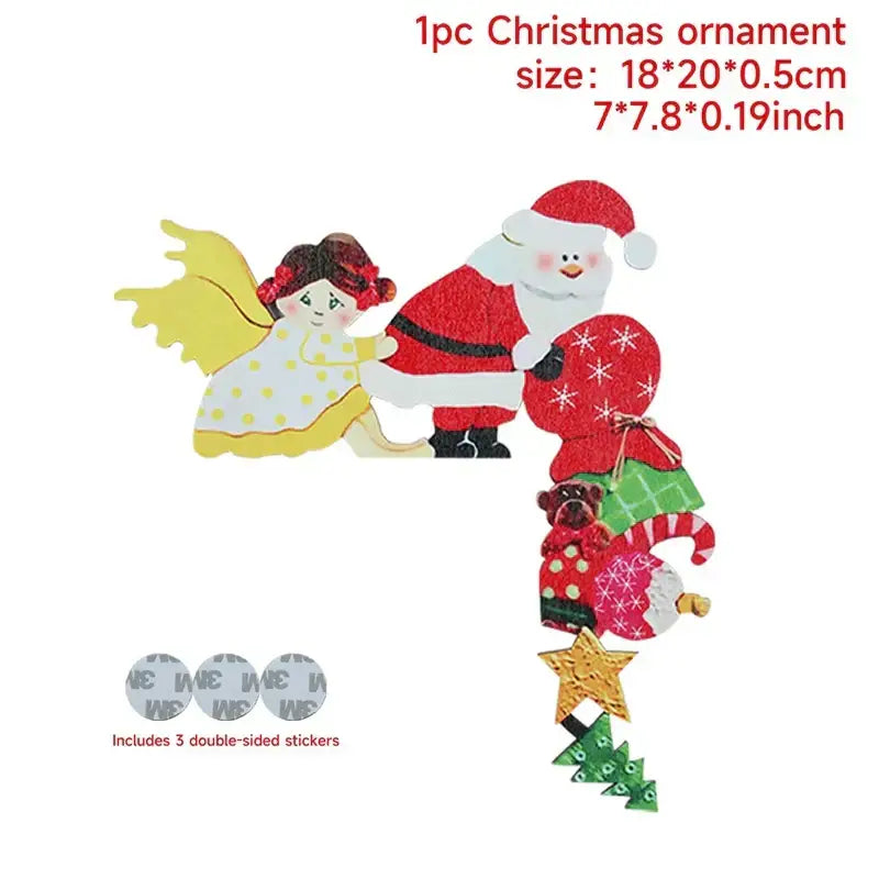 Festive character wooden fence christmas door frame decor