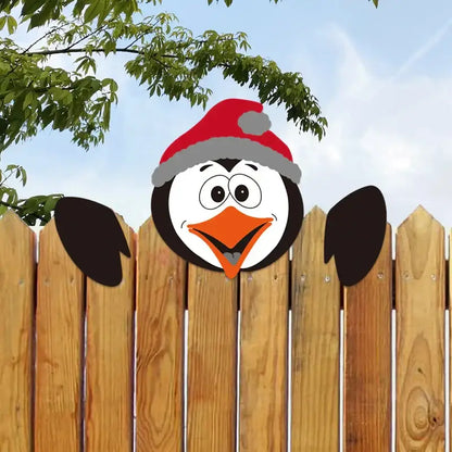 Festive character wooden fence christmas door frame decor