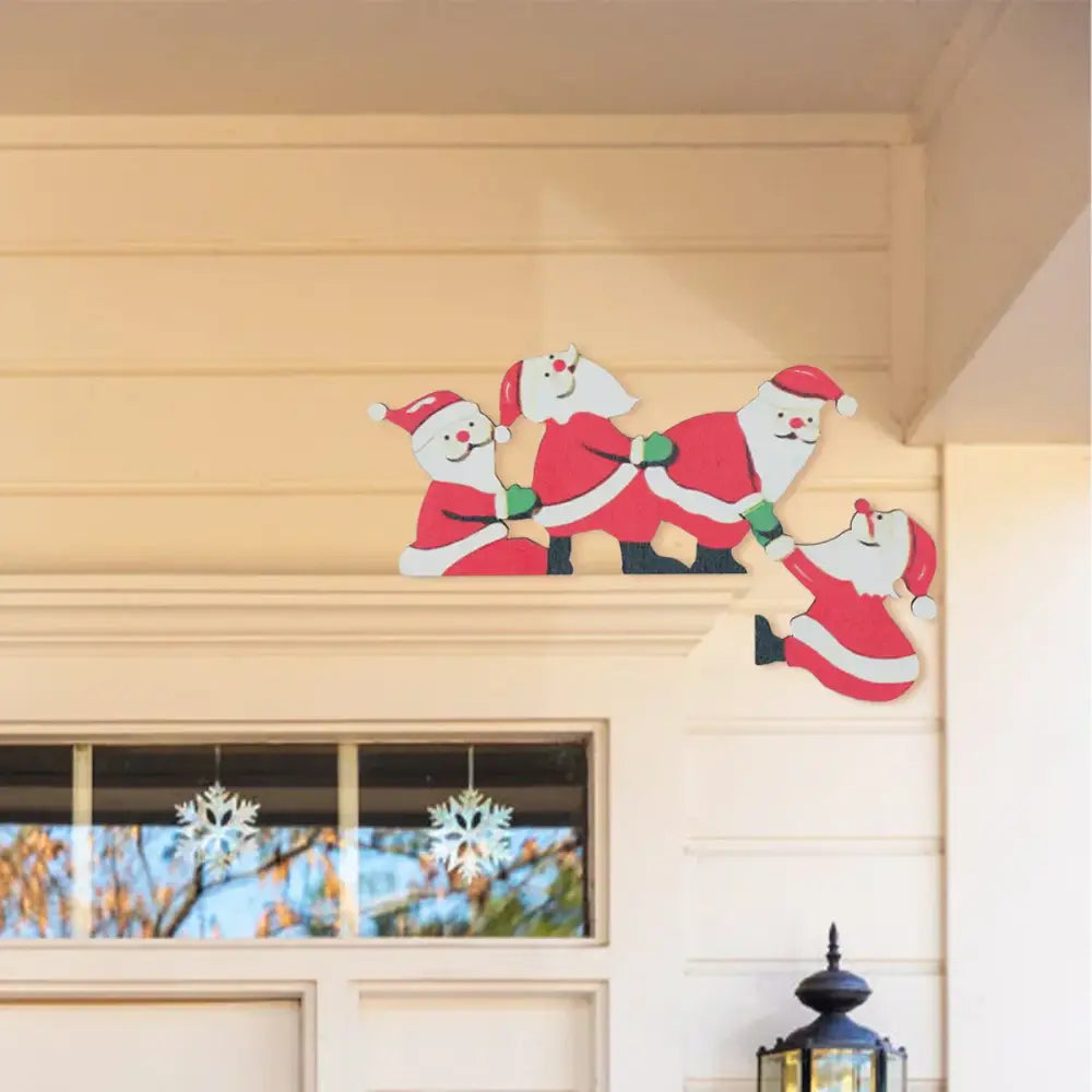 Festive character wooden fence christmas door frame decor