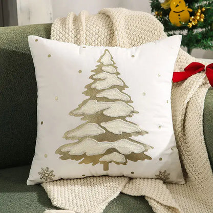 Navy blue christmas elk embroidered cushion cover living room decor