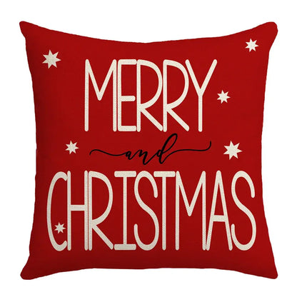 Red and white christmas elk letter pillowcase living room decor