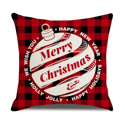 Red and white christmas elk letter pillowcase living room decor