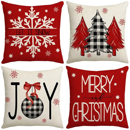 Red and white christmas elk letter pillowcase living room decor