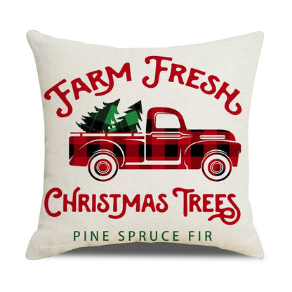 Red and white christmas elk letter pillowcase living room decor