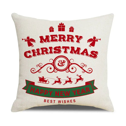 Red and white christmas elk letter pillowcase living room decor