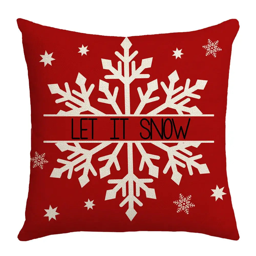 Red and white christmas elk letter pillowcase living room decor