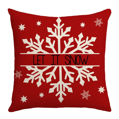 Red and white christmas elk letter pillowcase living room decor