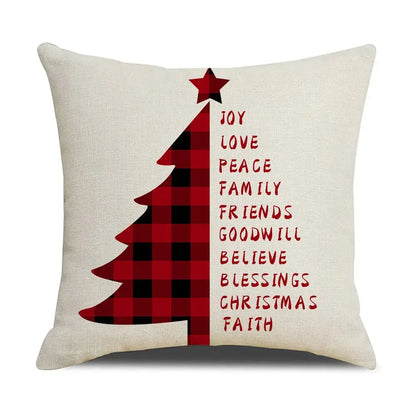 Red and white christmas elk letter pillowcase living room decor