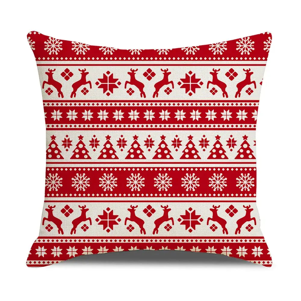Red and white christmas elk letter pillowcase living room decor