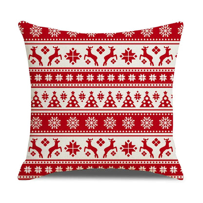 Red and white christmas elk letter pillowcase living room decor