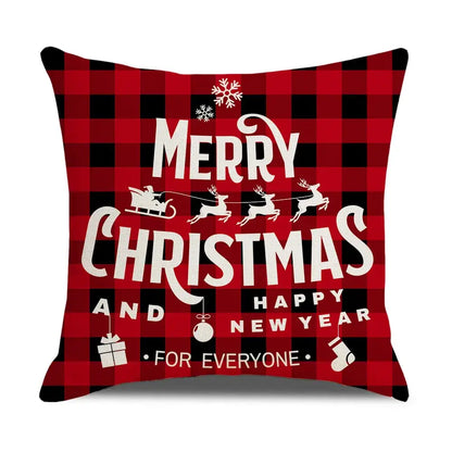 Red and white christmas elk letter pillowcase living room decor