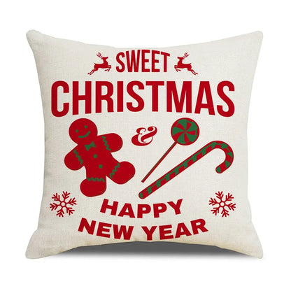 Red and white christmas elk letter pillowcase living room decor