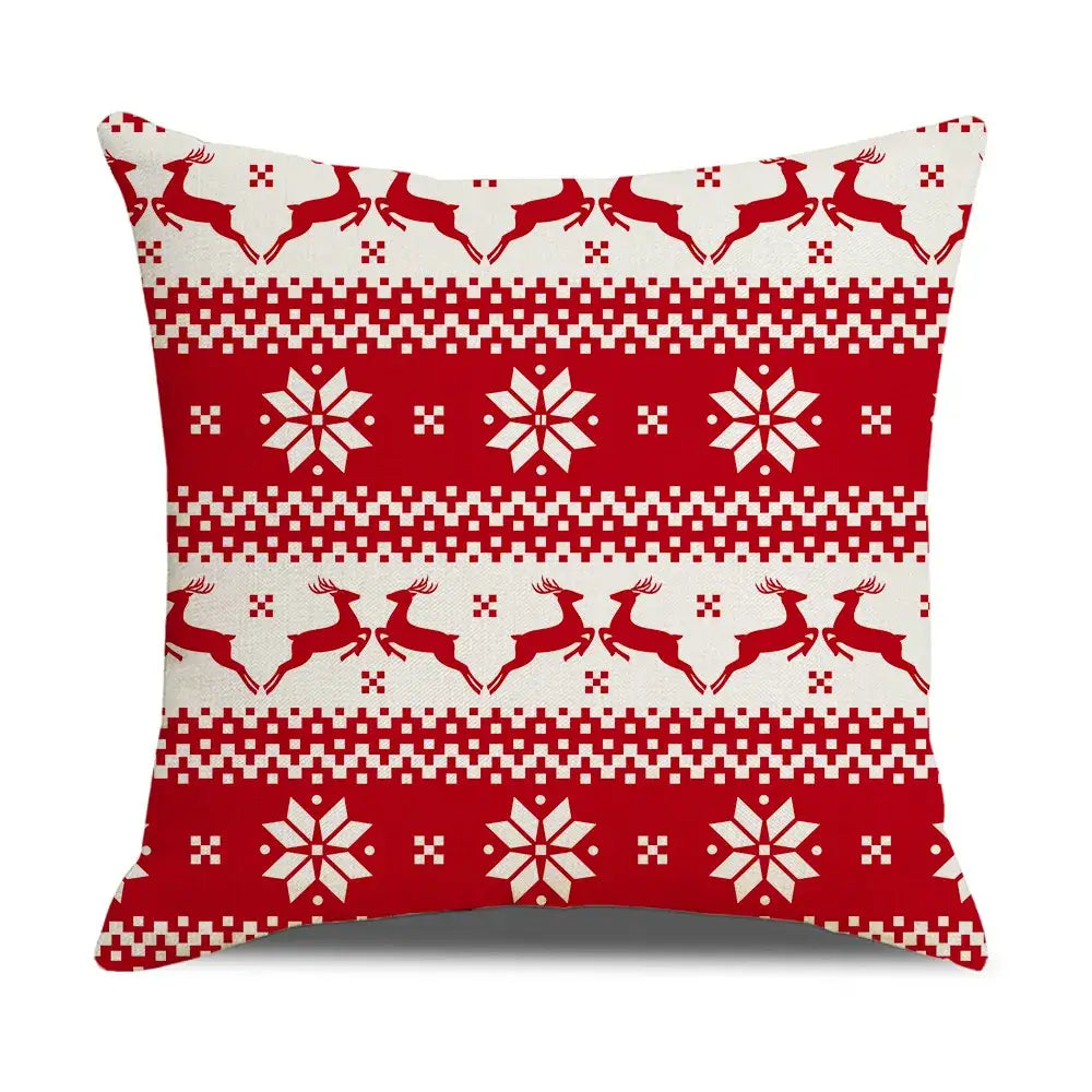 Red and white christmas elk letter pillowcase living room decor