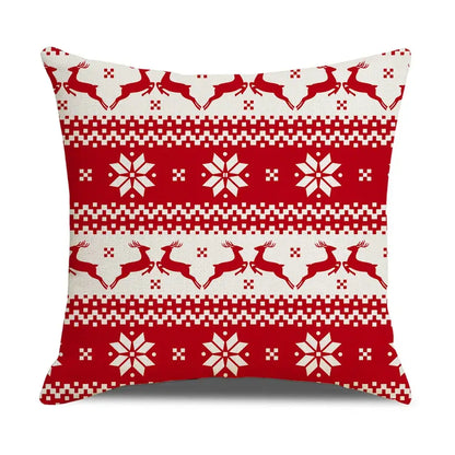 Red and white christmas elk letter pillowcase living room decor
