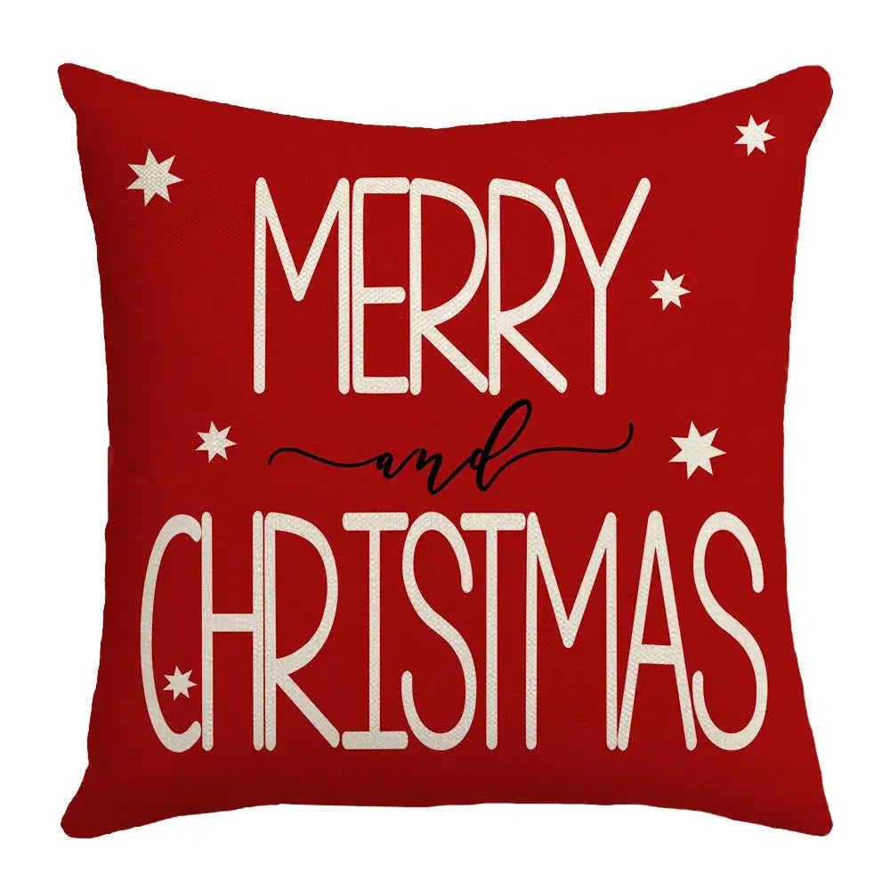 Red and white christmas elk letter pillowcase living room decor