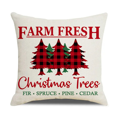 Red and white christmas elk letter pillowcase living room decor