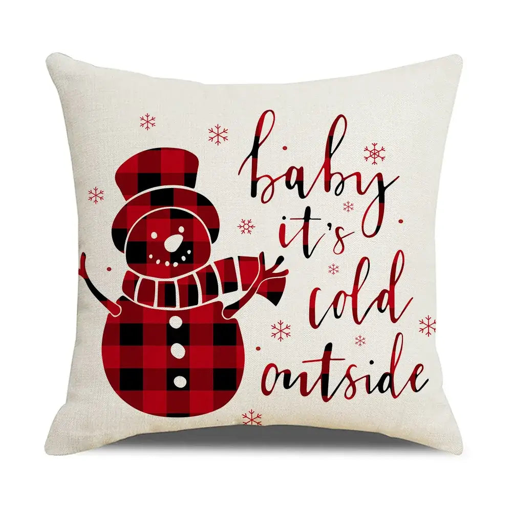 Red and white christmas elk letter pillowcase living room decor