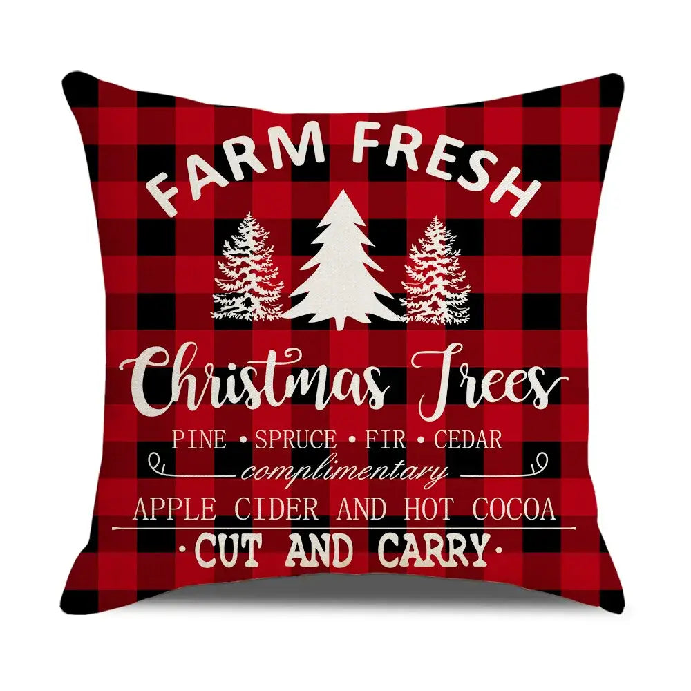 Red and white christmas elk letter pillowcase living room decor