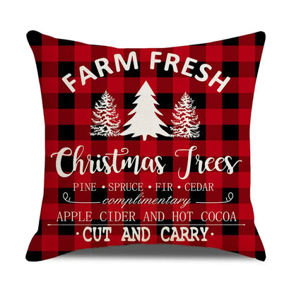 Red and white christmas elk letter pillowcase living room decor