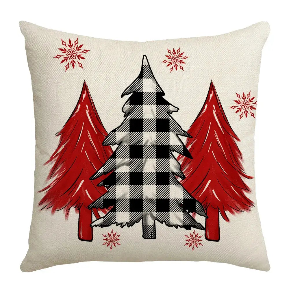 Red and white christmas elk letter pillowcase living room decor