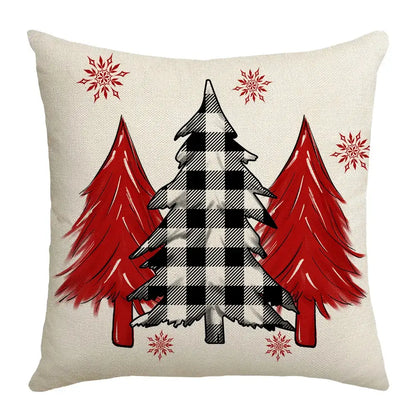 Red and white christmas elk letter pillowcase living room decor