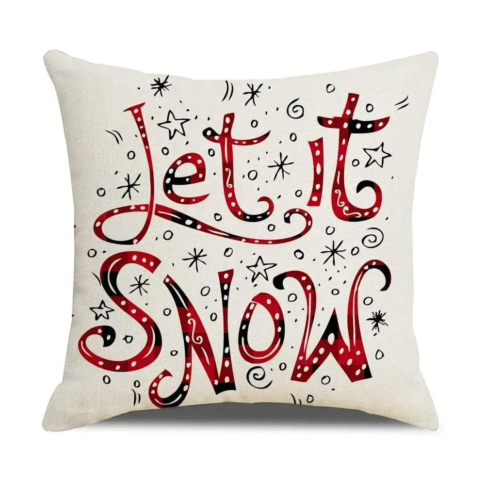Farmhouse red christmas elk pillowcase living room embroidered decor