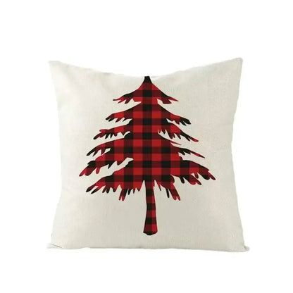 Farmhouse red christmas elk pillowcase living room embroidered decor