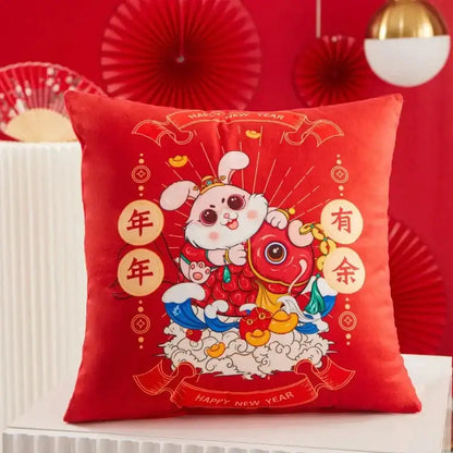Farmhouse red christmas elk pillowcase living room embroidered decor