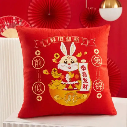 Farmhouse red christmas elk pillowcase living room embroidered decor