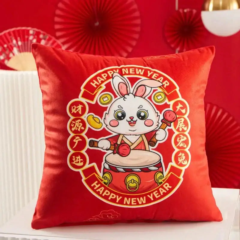 Farmhouse red christmas elk pillowcase living room embroidered decor