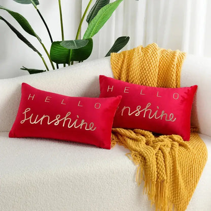 Farmhouse red christmas elk pillowcase living room embroidered decor