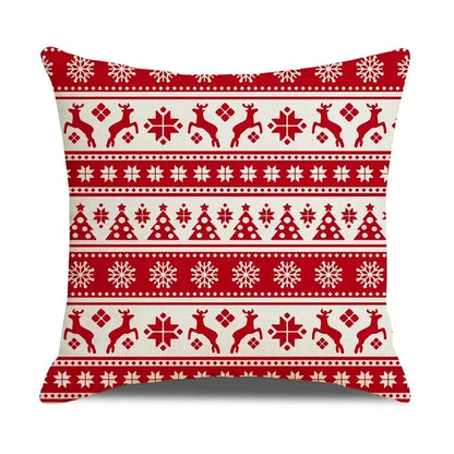 Farmhouse red christmas elk pillowcase living room embroidered decor