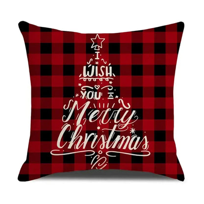 Farmhouse red christmas elk pillowcase living room embroidered decor