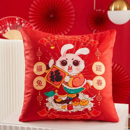 Farmhouse red christmas elk pillowcase living room embroidered decor