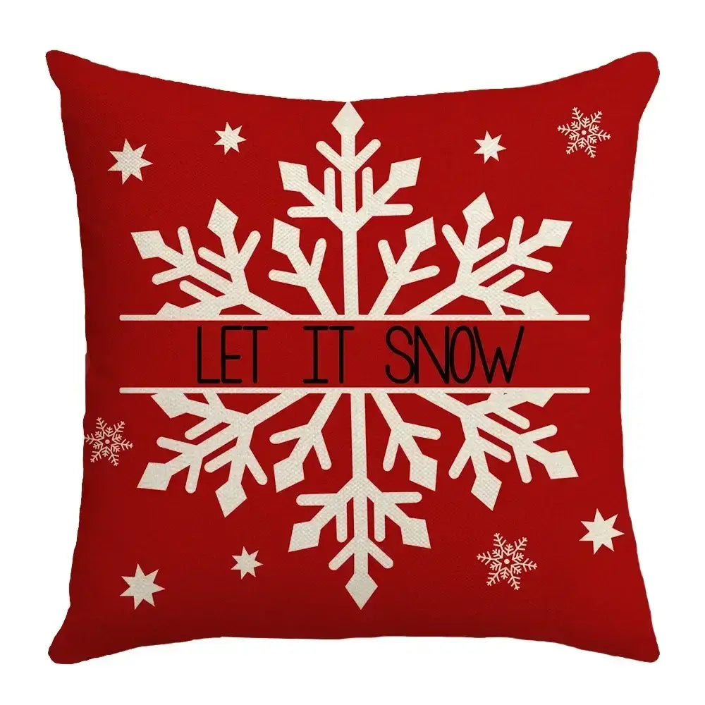 Farmhouse red christmas elk pillowcase living room embroidered decor