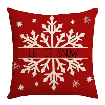 Farmhouse red christmas elk pillowcase living room embroidered decor