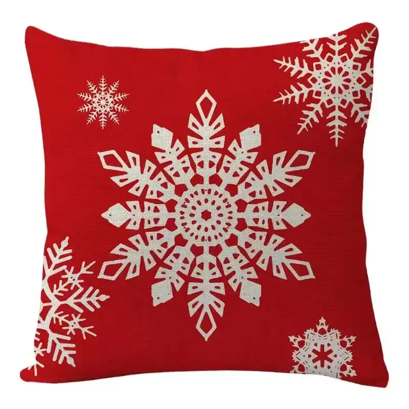 Farmhouse red christmas elk pillowcase living room embroidered decor