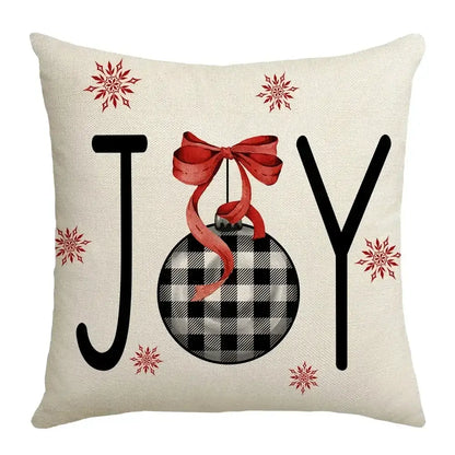 Farmhouse red christmas elk pillowcase living room embroidered decor