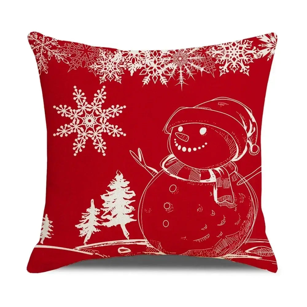 Farmhouse red christmas elk pillowcase living room embroidered decor