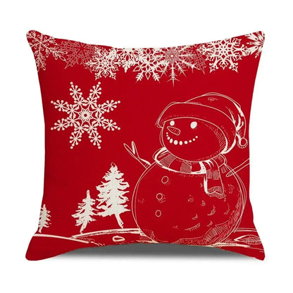 Farmhouse red christmas elk pillowcase living room embroidered decor
