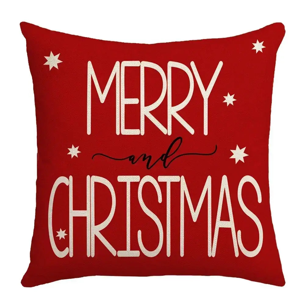 Farmhouse red christmas elk pillowcase living room embroidered decor