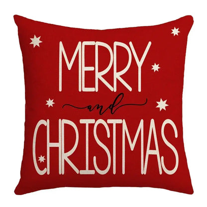 Farmhouse red christmas elk pillowcase living room embroidered decor