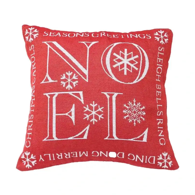 Farmhouse red christmas elk pillowcase living room embroidered decor