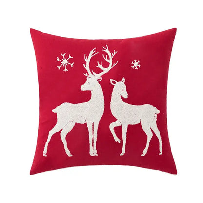 Red snowflake embroidered cushion cover living room velvet pillow