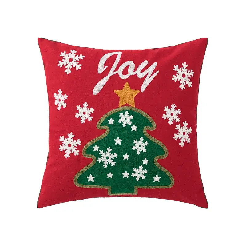Red snowflake embroidered cushion cover living room velvet pillow
