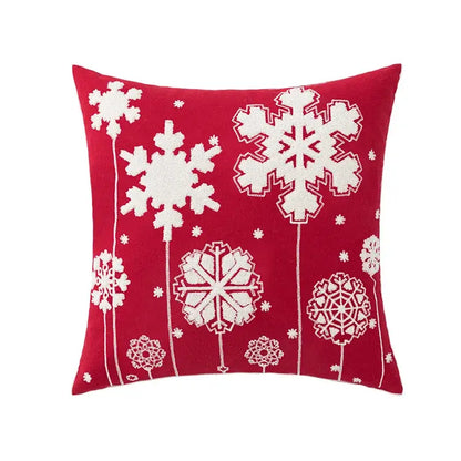 Red snowflake embroidered cushion cover living room velvet pillow