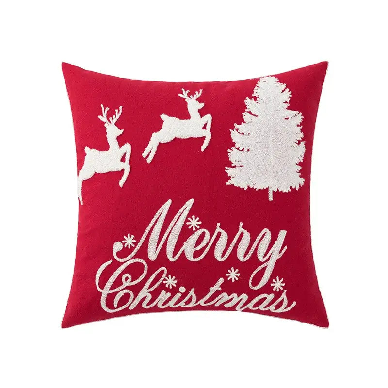 Red snowflake embroidered cushion cover living room velvet pillow
