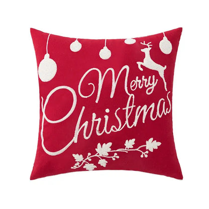 Red snowflake embroidered cushion cover living room velvet pillow