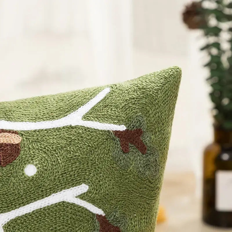 Red snowflake embroidered cushion cover living room velvet pillow